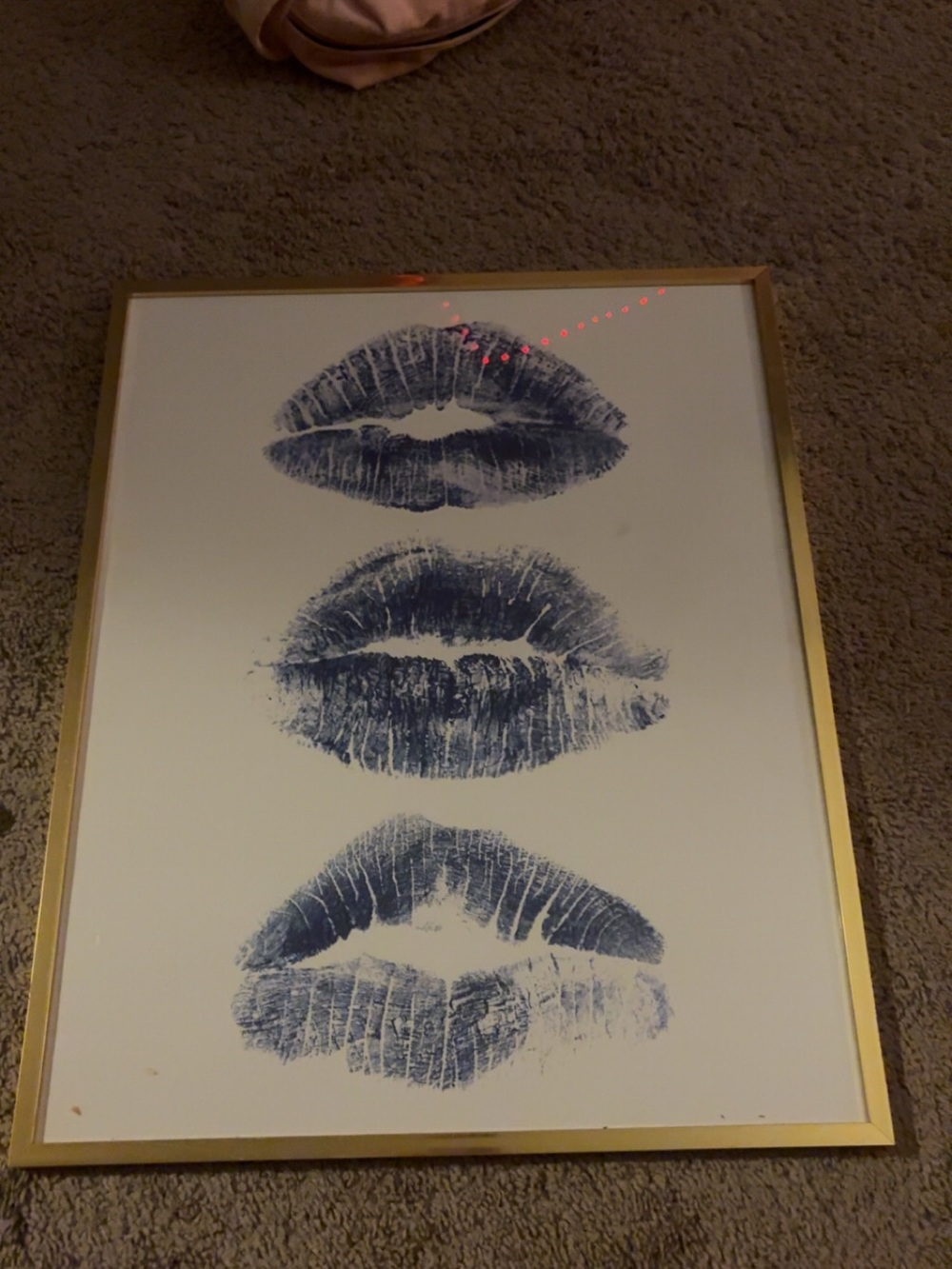 Framed Navy Lip Print Wall Art - Home Art